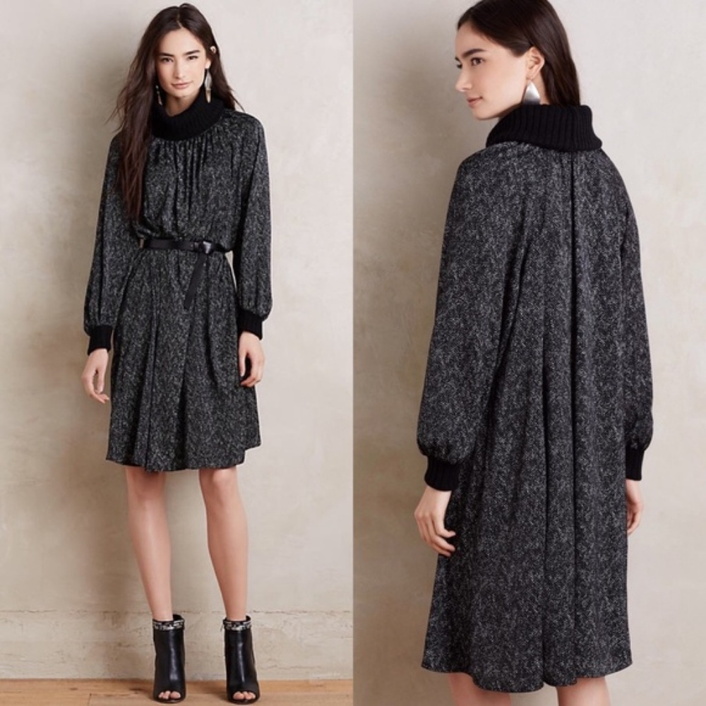 Anthropologie Cowled Chinon Dress Turtleneck Neck Corey Lynn Calter